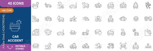 Photos Car Accident Icon Set