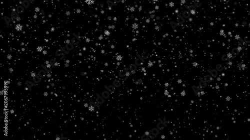 Winter snow. Overlay with falling snowflakes. Seamless snowing loop, 50 FPS, ProRes with alpha channel.
