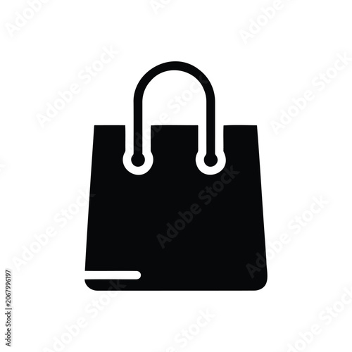Black Shopping Bag Icon Symbolizing E-commerce and Consumerism, Great for Retail