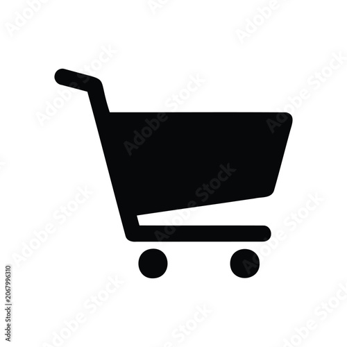 Black Shopping Cart Icon for Online Stores, Representing Product Selection and Checkout