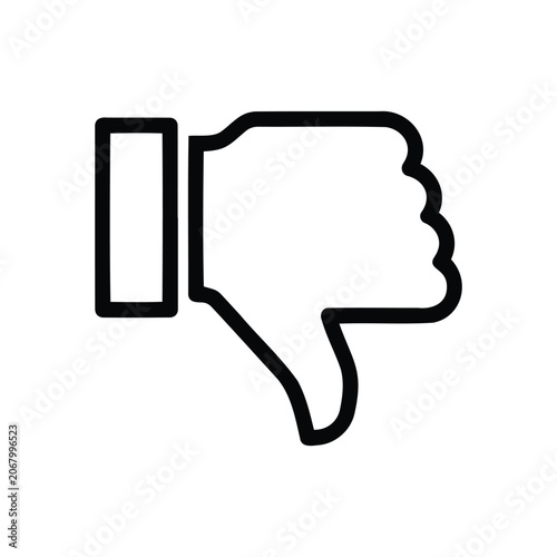 Thumbs Down Icon, Indicating Disapproval or Negative Feedback for Content