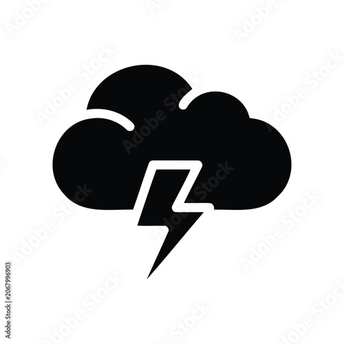 Stormy weather cloud icon with lightning bolt symbol indicating atmospheric changes and power.