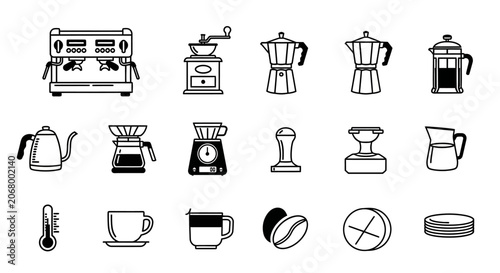 Photos Coffee Making Equipment Icon Set