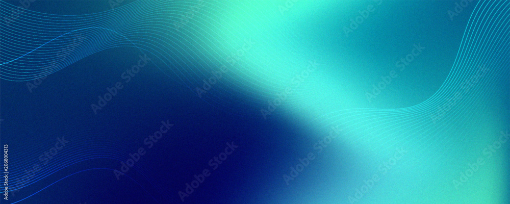 Obraz premium Abstract blue and green gradient background with soft flowing wave lines and grain texture.