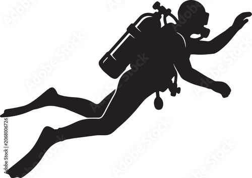 Fotografie Silhouette runner with backpack, dynamic motion, also transparent background, bl