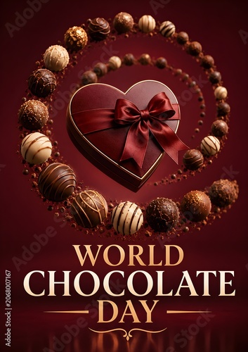 World Chocolate Day Heart-Shaped Box with Gourmet Truffles and Chocolates