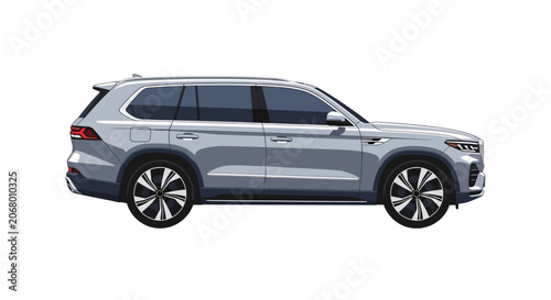 Obraz na plátně Modern silver SUV car side view isolated on white background.
