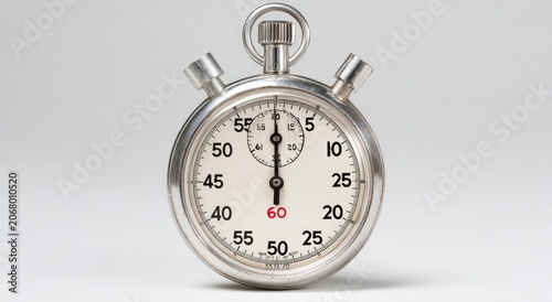 Classic Stopwatch Timer Device Isolated on White Background.