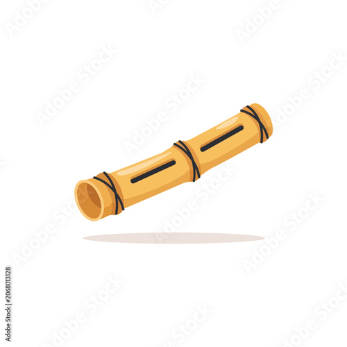 Billede på lærred Traditional bamboo musical instrument or percussion tool with black binding isol