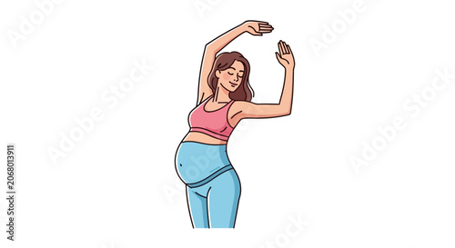 Картината върху платно Pregnant woman doing yoga stretching exercises