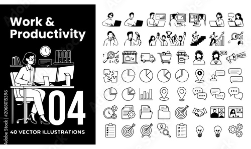Quadro su tela Minimalist Business Presentations and Teamwork Process Graphic Assets