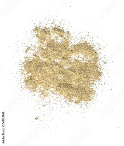 Pile of gold metallic powder isolated on transparent background
