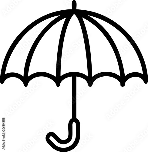 Black umbrella icon, simple line art, weather symbol, graphic design element icon line airt vactor outline Illustrations on white background.