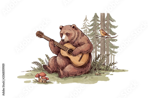 Woodland Bear Music Illustration