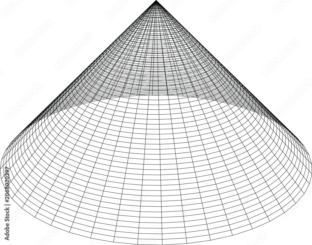 Obraz premium Wireframe 3d model of a cone