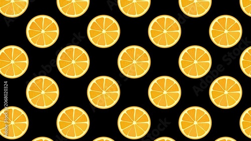 Orange Slices Seamless Loop Motion Graphic Background on Black