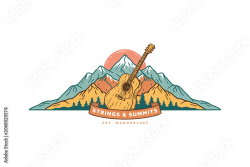 Hiking Music Lover Guitar Art