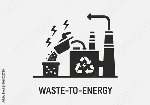 Waste to energy conversion process diagram.