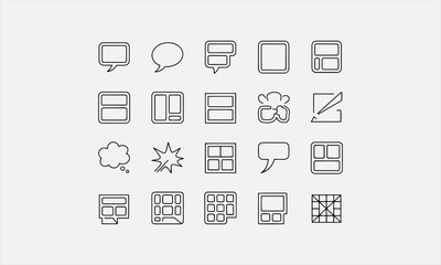 Layout Artist for Comic line art icon set vector illustration
