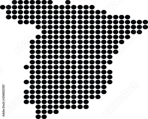 Dotted map of spain, black circles on a white background geography
