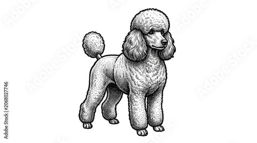 Tableau sur toile Poodle dog standing on four legs.