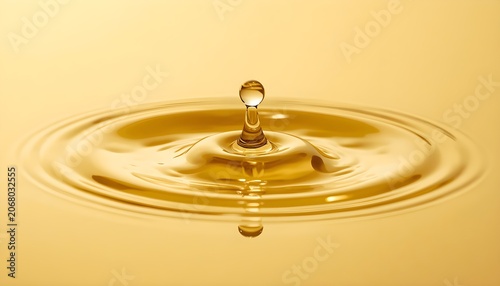 Golden liquid splash with ripples on surface in warm tones and lighting effects