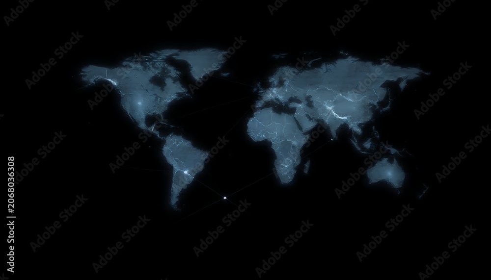 Fototapeta premium A stunning visual representation of the world at night with city lights glowing brightly on a dark background