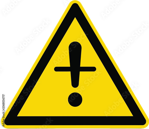 Yellow triangle warning sign with a black exclamation mark icon for safety and caution alerts
