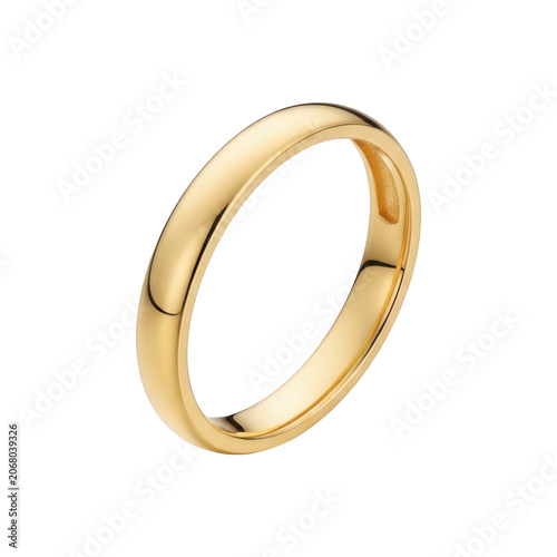 Classic simple plain gold wedding band ring isolated on transparent background