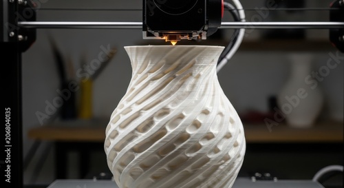 3d printed vase being created on a printer