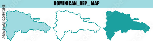 Foto Dominican Republic map vector outline illustration country map shape map