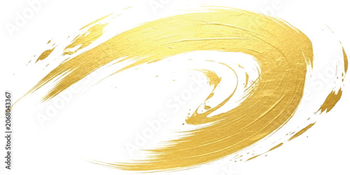 Abstract gold paint brush stroke circle shape