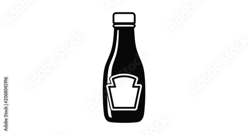 Canvastavla Ketchup Bottle Silhouette A Black Shape On White Background Silhouette