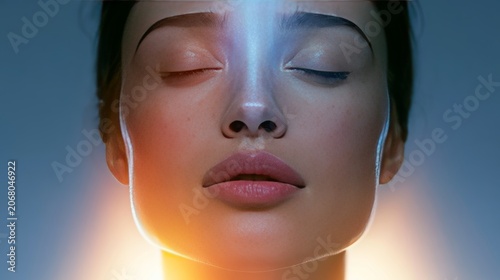 Wellness Technology Concept With Woman And Gentle Light