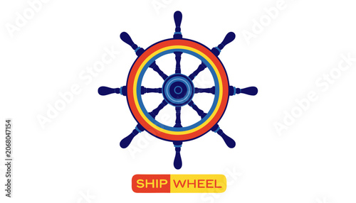 Bilde på lerret Very beautiful realistic vector illustration of a SHIP WHEEL featuring classic n