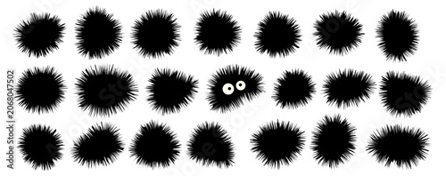 Billede på lærred Sea urchin vector icon set