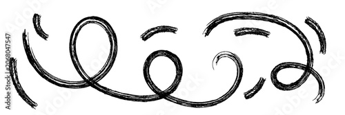 Swirl brush lines set, hand drawn brushstroke scribbles, grunge strokes