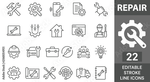 Tableau sur toile Repair line icon set