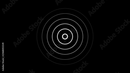 Abstract motion graphic of glowing white concentric circles pulsating against a deep black background rings pulsing geometric pattern ripple rings pulsing geometric pattern ripple