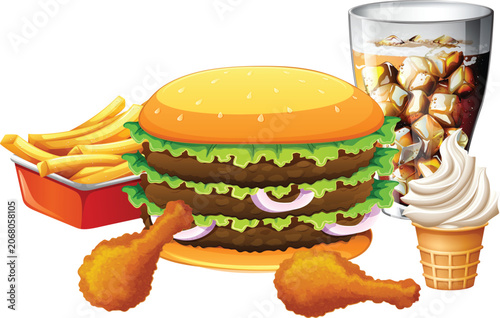 Fast food meal set