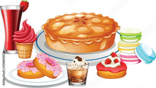 Set of various delicious desserts