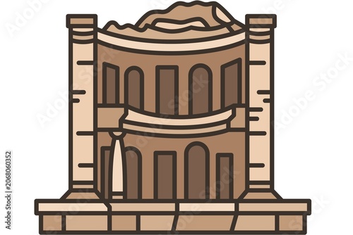Illustration of Ancient Roman Temple Architecture in Neutral Style