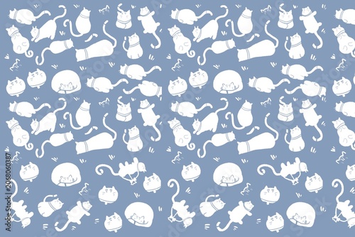 Microscopic View of Bacteria and Microorganisms in Blue Monochrome Scientific Illustration