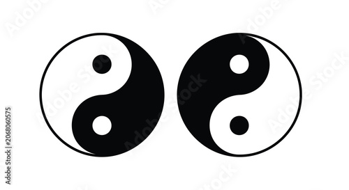Foto Yin and yang symbol pair black and white silhouette