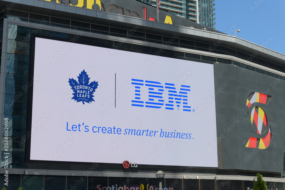 Naklejka premium digital spectacular outside the Scotiabank Arena, Maple Leaf Square section, for IBM Toronto