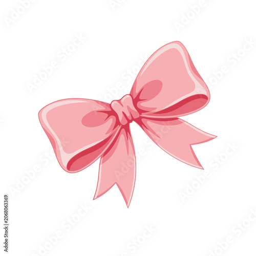 Cuadro en lienzo Single pink decorative bow with soft highlights isolated on white background, fo