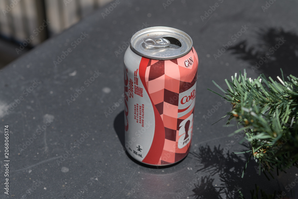 Fototapeta premium discarded FIFA World Cup branded Coca-Cola Coke can, Toronto