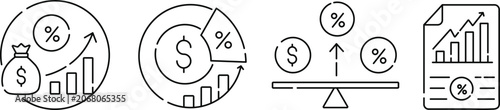 Photos Profit Margin Icons Set Vector Illustration, Business Profitability Analysis, Fi