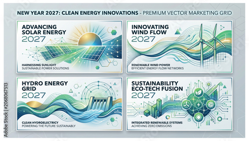 Cuadro en lienzo 2027 clean energy innovations vector marketing grid featuring solar wind and hyd
