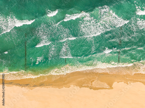 Aerial view of big waves on...